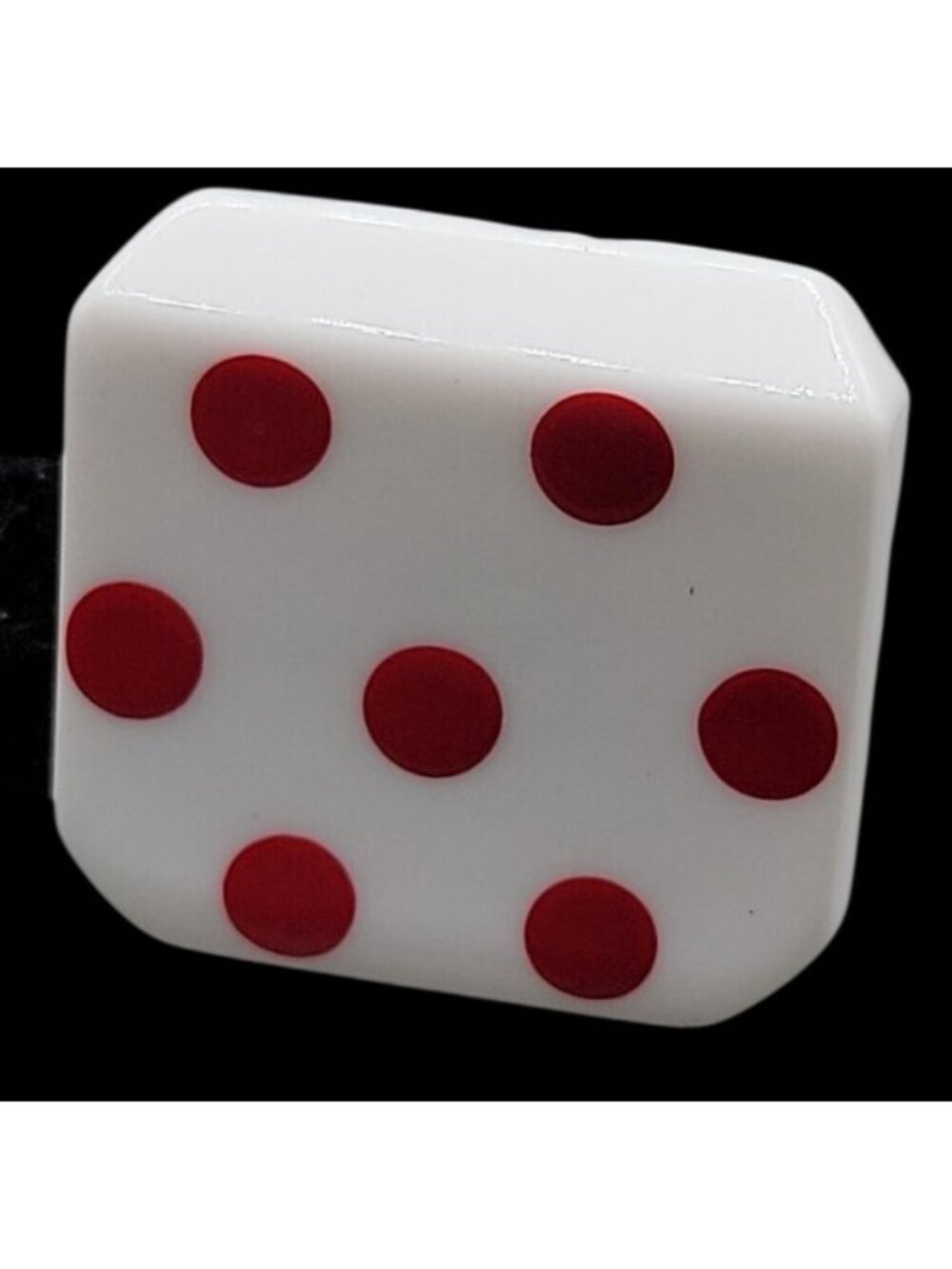 Vintage Lucite Dice Clip On Earrings Large Lucky 7 White Red Polka Dots Vegas - Picture 5 of 12